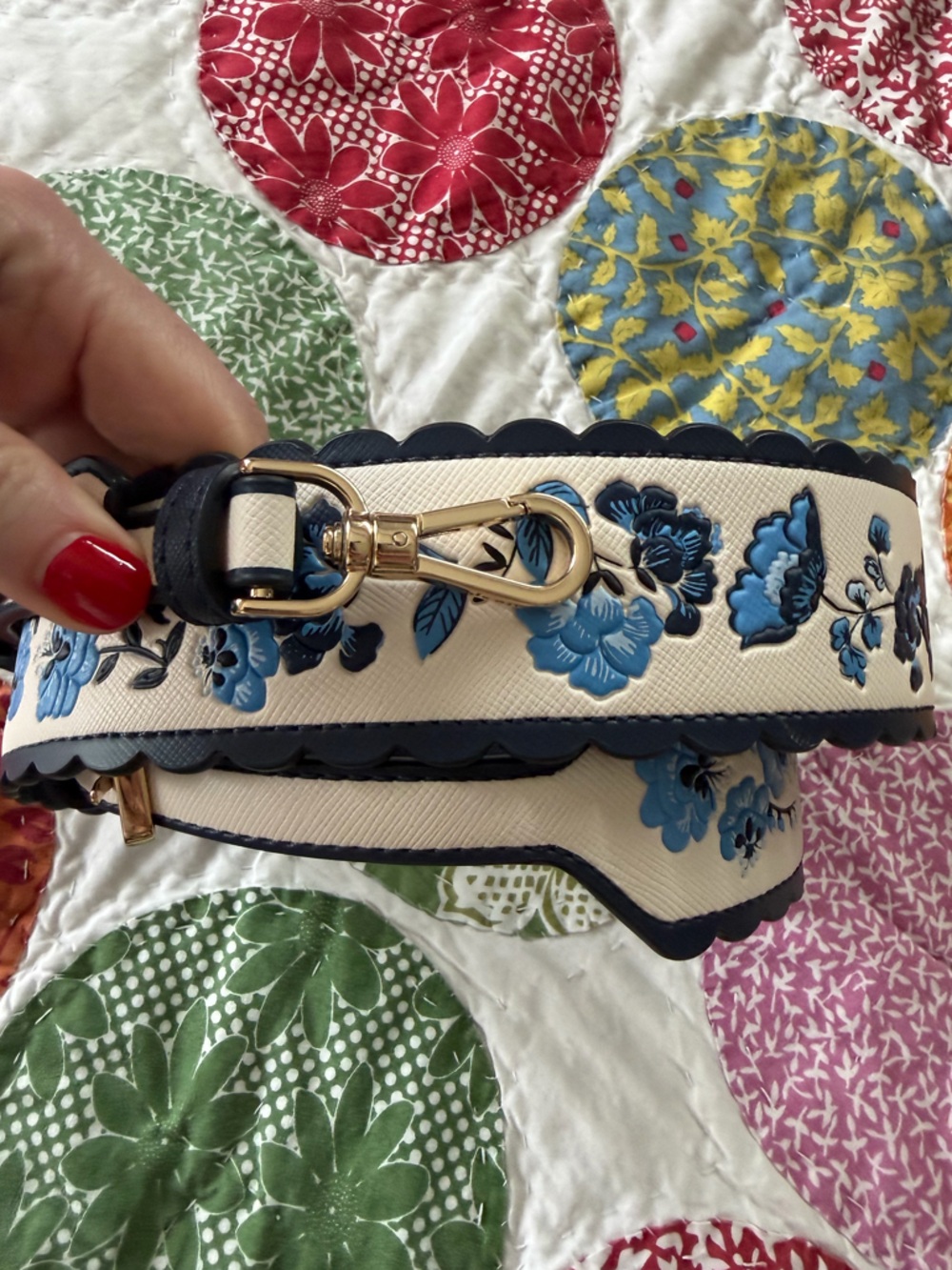 Kate Spade Blue and White Embroidered Floral Adjustable Strap Blue Vase - Picture 13 of 13